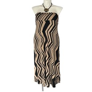 Pretty Young Thing Chevron Geo Print Black Tan Dress Maxi Skirt NWT sz 1X